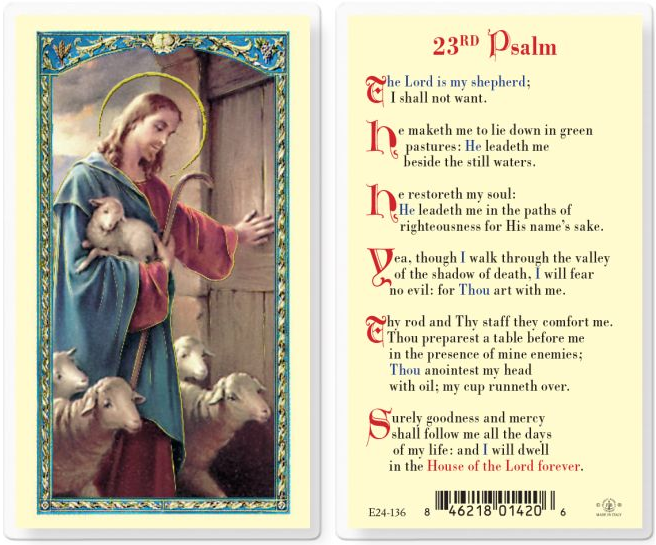 Good Shepherd - Twenty Third Psalm Prayer Card