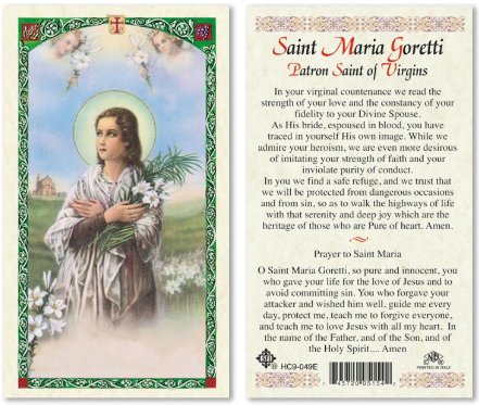 St. Maria Goretti, Patron Saint of Virgins Prayer Card