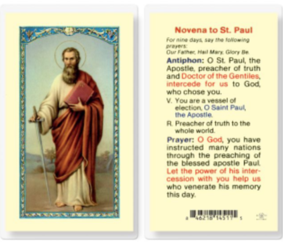 Novena to St. Paul Prayer Card