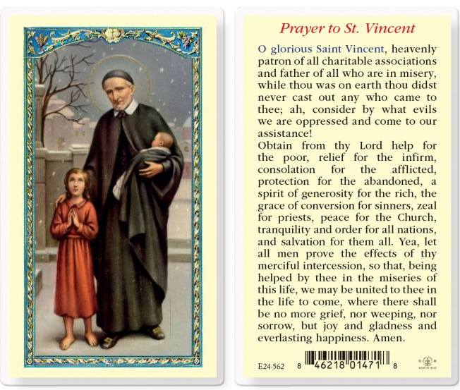 St. Vincent de Paul Prayer Card