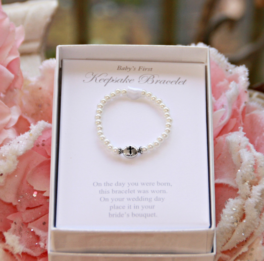 Baby's First Keepsake Bracelet Glass Pearls