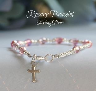 Pink Crystal Sterling Silver Child 5" Bracelet