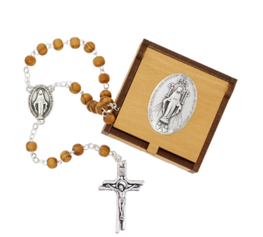 Miraculous Wood Rosary & Box