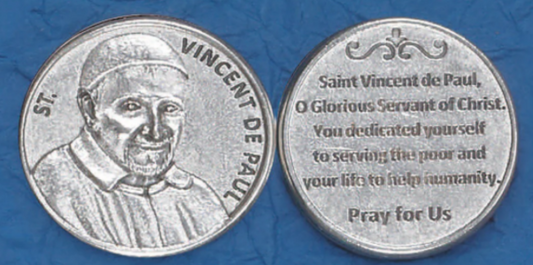 Silver Tone Pocket Token - St. Vincent de Paul