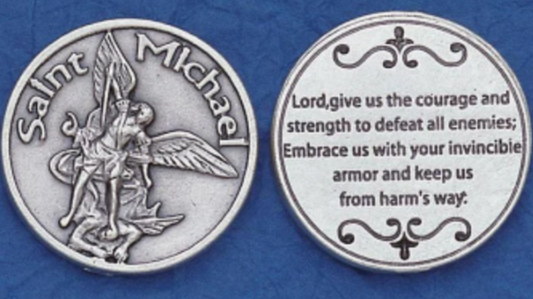 Silver Tone Pocket Token - St. Michael