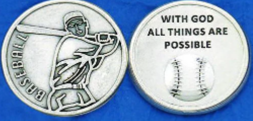Silver Tone Pocket Token - Baseball
