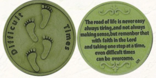 Brass Tone Pocket Token - Difficult Times