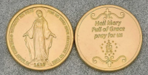 Brass Tone Pocket Token - Miraculous Mary