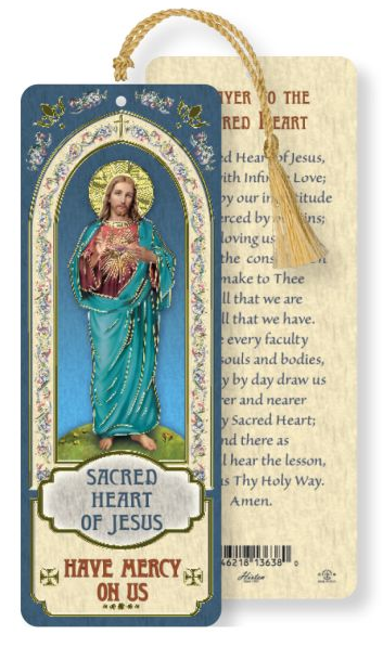 Sacred Heart of Jesus Laminated Bookmark with Tassel