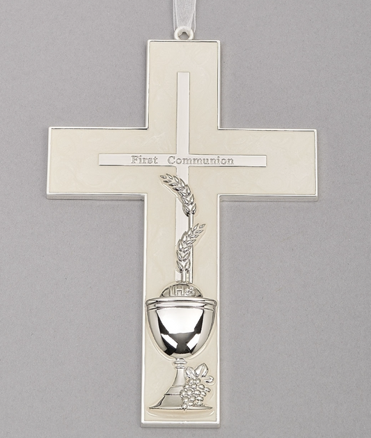 First Communion Wall Cross Wheat/Chalice