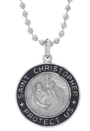 Black & Gray St. Christopher Medal on Ball Chain