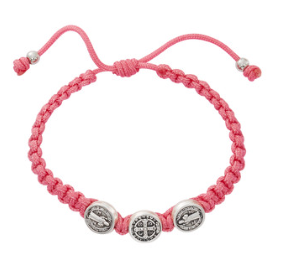 Kids Pink St. Benedict Corded Bracelet