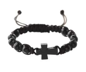 Black Corded Cross Bracelet