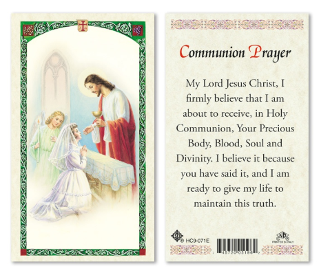 First Communion Girl - Communion Prayer Holy Card
