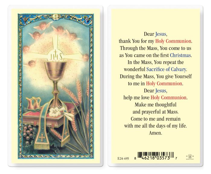 First Communion Prayer Holy Card