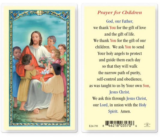 Christ with Children Prayer for Children Holy Card