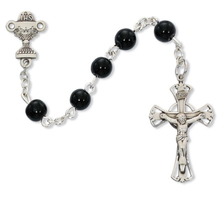 Black Glass Communion Rosary