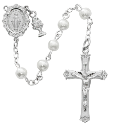 Round White Pearl Rosary