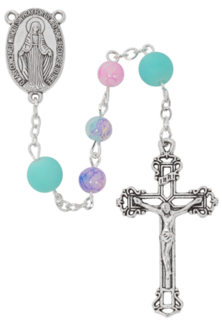 Pink and Blue Glass Rosary