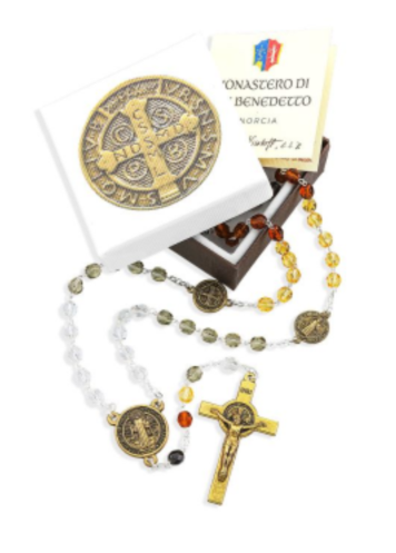Multi Color Crystal Glass Bead St. Benedict Rosary
