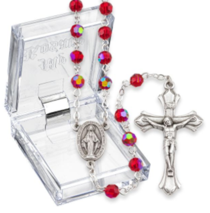 January Garnet Aurora Borealis Birthstone Rosary