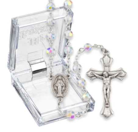 April Crystal Aurora Borealis Birthstone Rosary