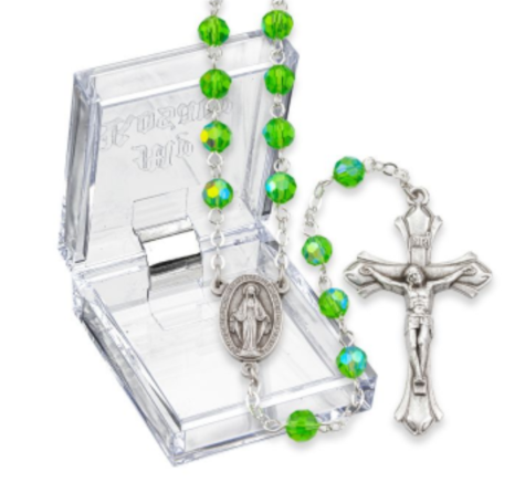 August Peridot Aurora Borealis Birthstone Rosary