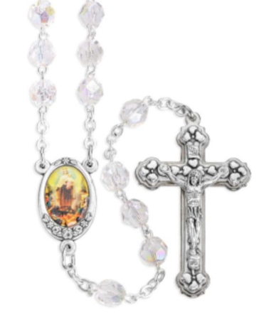 100 Requiem Rosary Crystal Czech Glass Beads and Photo Centerpiece