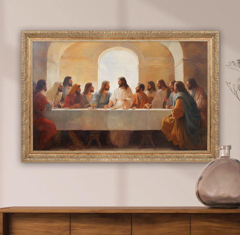 Last Supper Collection Gold Linen Framed Art - XL