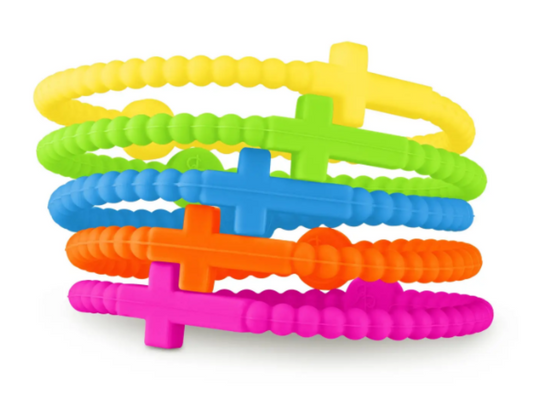 Jesus Bracelets (Silicone Cross Bracelets) - Neon XS