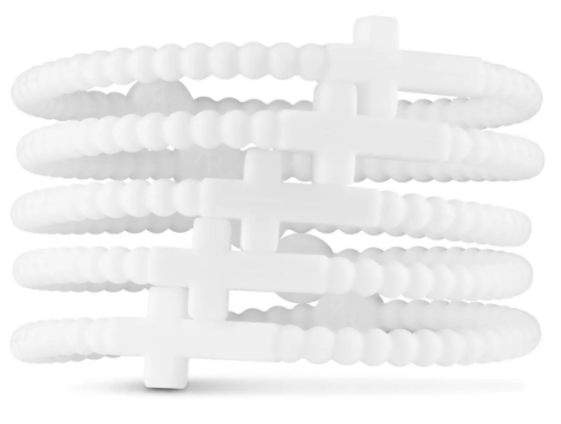 Jesus Bracelets (Silicone Cross Bracelets) - White XS