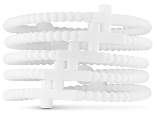 Jesus Bracelets (Silicone Cross Bracelets) - White Medium