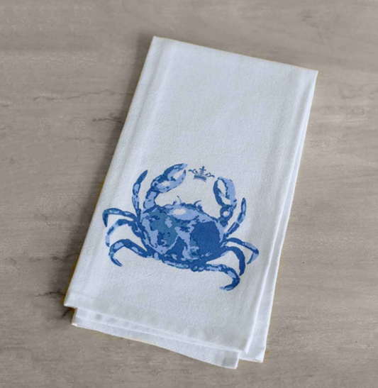 Watercolor Crab Flour Sack Hand Towel