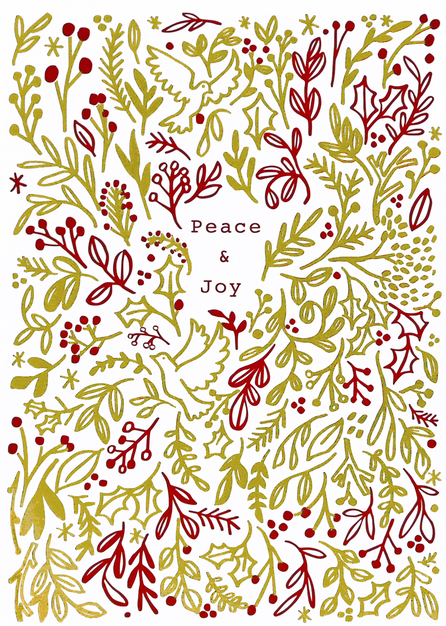 Tidings of Peace & Joy Small Boxed Holiday Cards (20 Cards, 21 Self-Sealing Envelopes)
