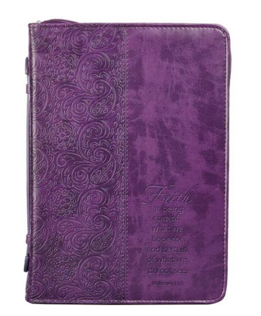 Faith Purple Faux Leather Fashion Bible Cover - Hebrews 11:1 - Extra Large