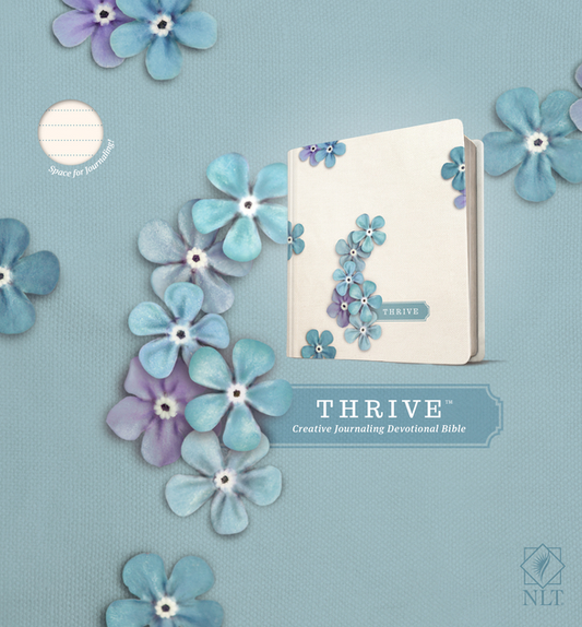 NLT Thrive Creative Journaling Devotional Bible (Hardcover, Blue Flowers)
