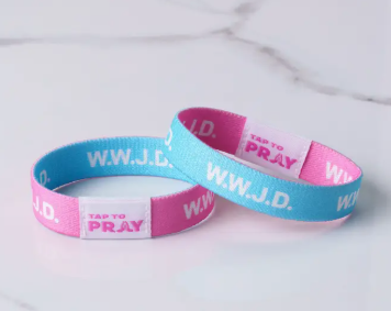 Tap To Pray™ Wristbands - Blue & Pink WWJD