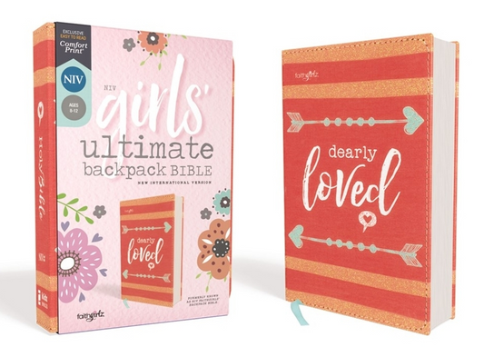 Niv, Girls' Ultimate Backpack Bible, Faithgirlz Edition, Compact, Flexcover, Coral, Red Letter Edition, Comfort Print