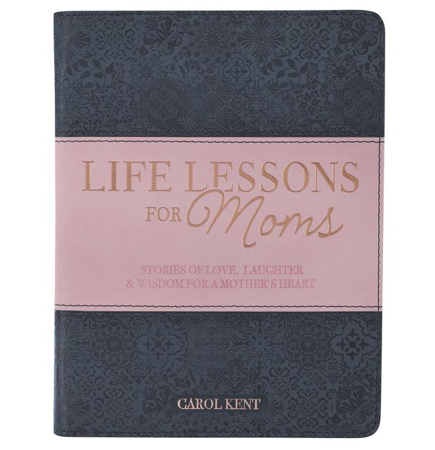 Life Lessons for Moms Gray and Pink Faux Leather Gift Book