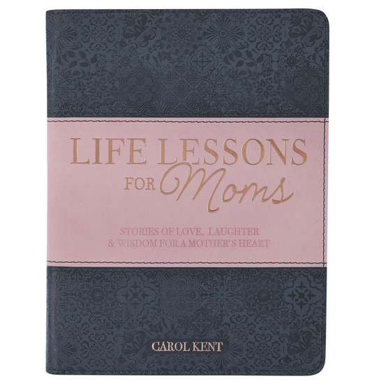 Life Lessons for Moms Gray and Pink Faux Leather Gift Book