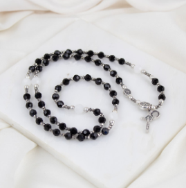 Miracles Rosary Wrap - Silver / Black