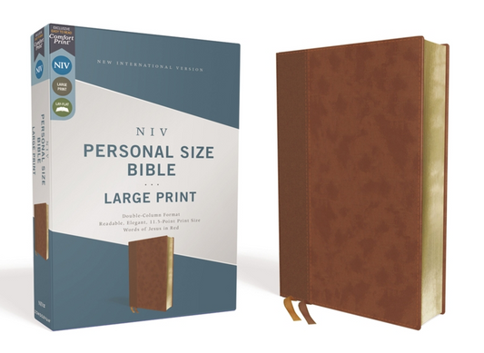 Niv, Personal Size Bible, Large Print, Leathersoft, Brown, Red Letter Edition
