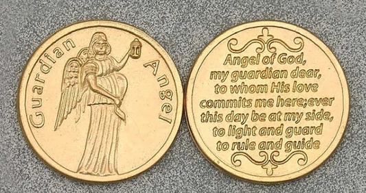Gold tone Pocket Token  - Guardian Angel