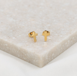 Faith Petite Cross Earrings - Gold