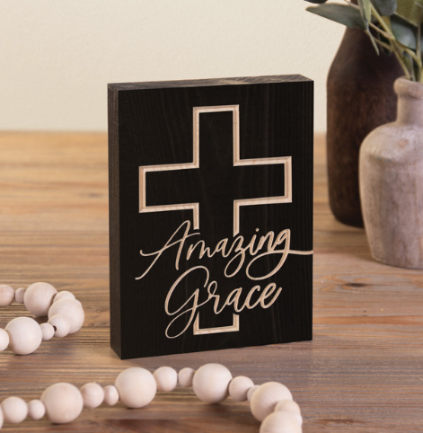Carved Black Collection Word Block - Amazing Grace