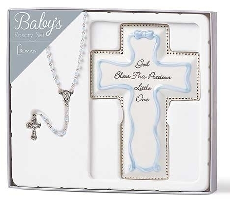 Blue Cross and Rosary Set