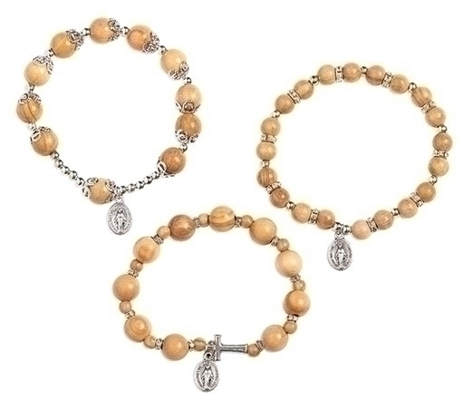 Olive Wood Rosary Bracelet, Assorted