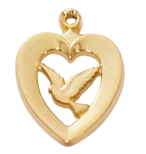 Gold Over Sterling Silver Heart with Dove