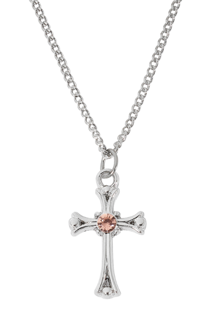 Rose Stone Cross Necklace