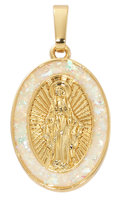 Gold Plated Mother of Pearl Miraculous Medal